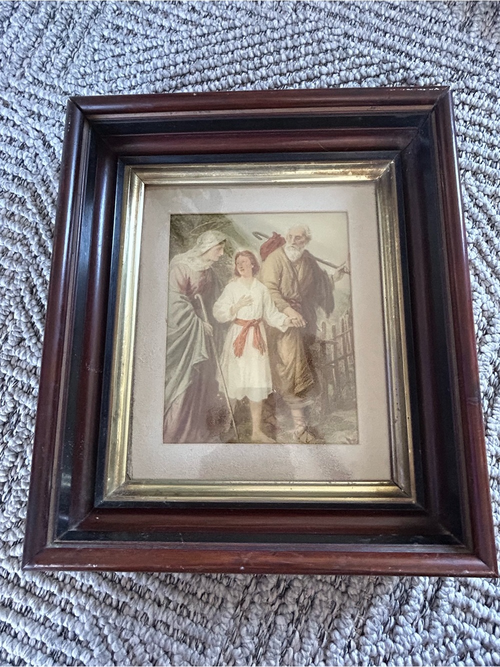 Vintage Framed Holy Family Print By Bernhard Plockhorst 16” X 14” 3” Deep Frame
